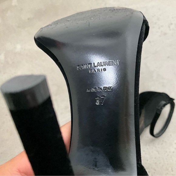 Saint Laurent Velvet Open Toe Heels- 37 - Picture 7 of 9